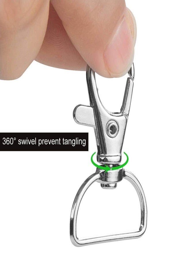 Tdas 20 Pcs Metal Lobster Claw Clasps Keychain D Ring - 360 Swivel Snap Hook Trigger Key Rings for DIY Craft Jewellery Chain Making Kit Project (Silver) - Image 3